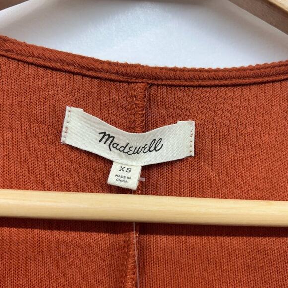 NEW Madewell Orange V-Neck Short Sleeve Textured Knit Tie Knot Jumpsuit XS - Picture 6 of 7